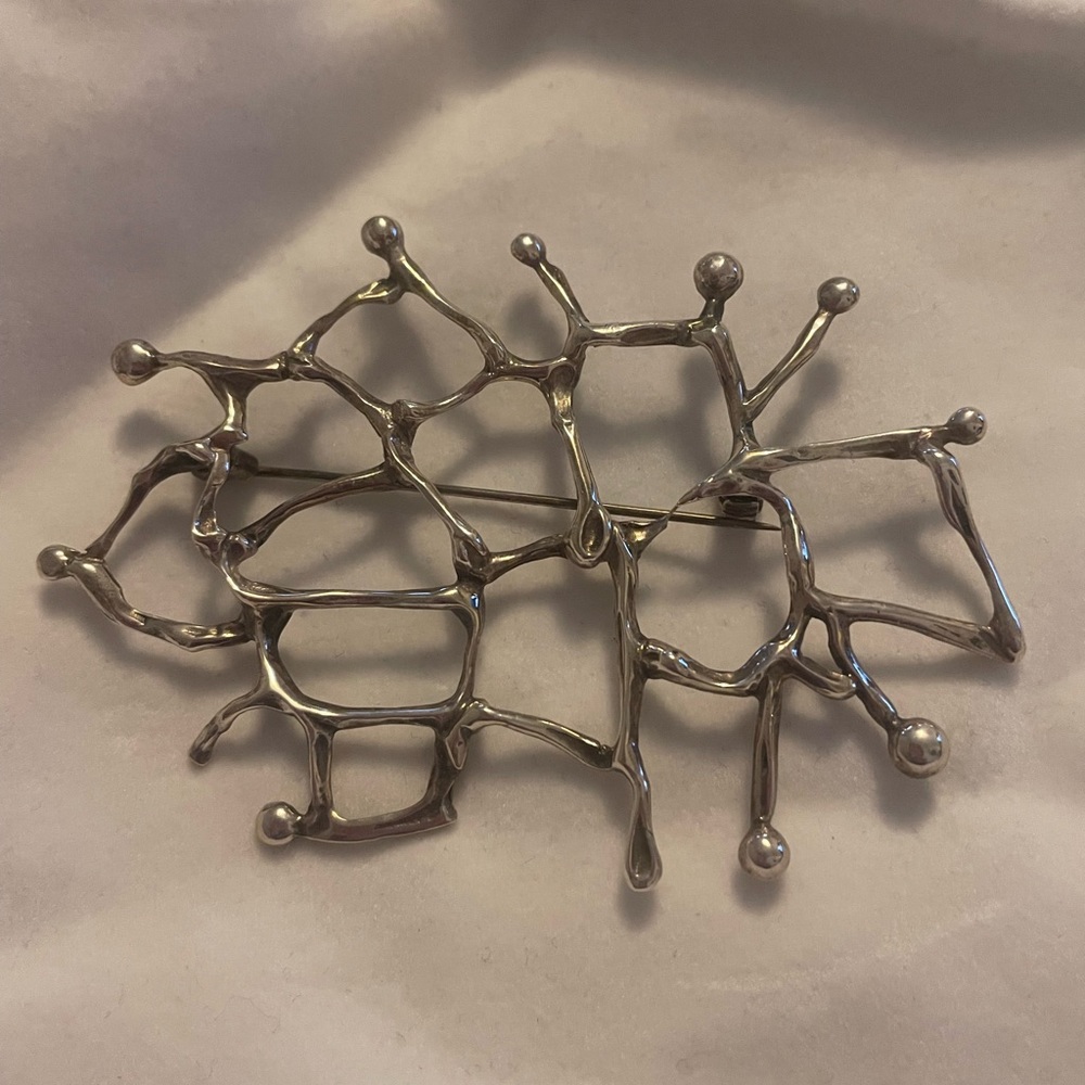 Sterling Brutalist style brooch